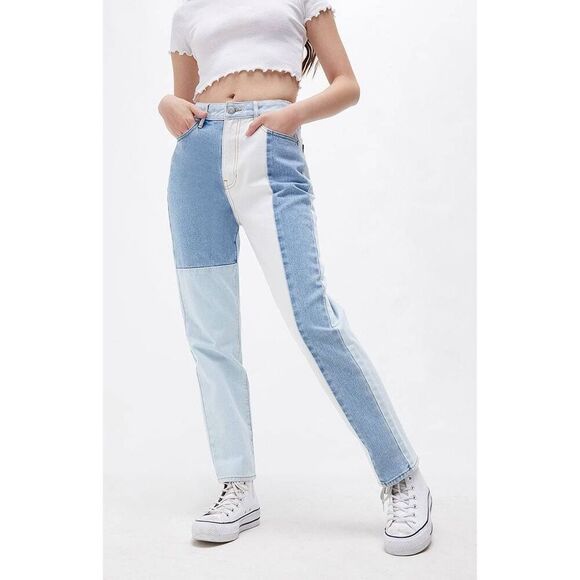 Pacsun Eco Hopper Patch Color Block Mom Jeans 26 - Picture 1 of 8